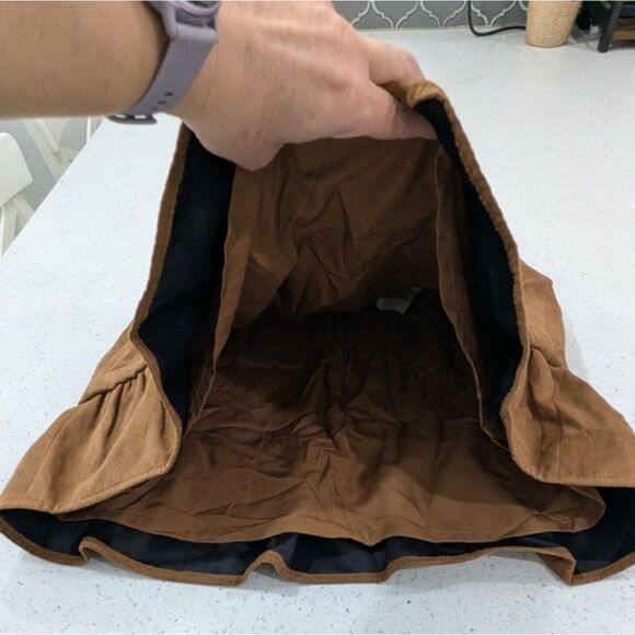 NWT J. Crew Factory Women's Brown Faux Suede Ruffle Mini Skirt Lined Western 8 - Picture 6 of 10